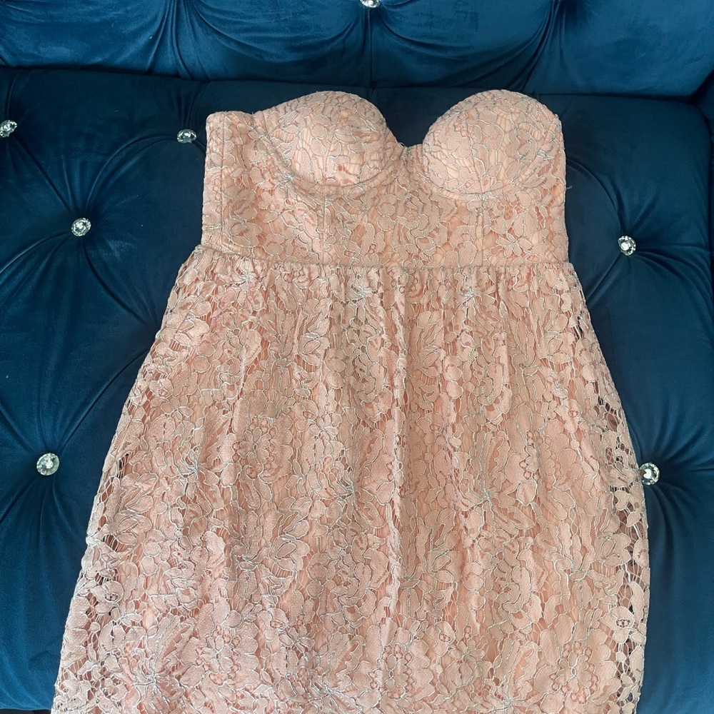 Strapless Pink Lace Dress